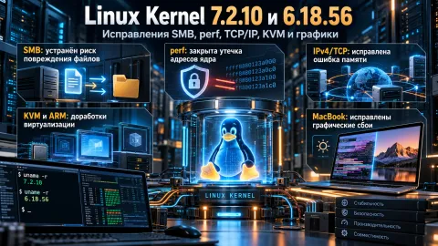 В Linux Kernel устранили риск повреждения файлов SMB — вышли версии 7.2.10 и 6.18.56