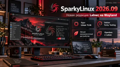 SparkyLinux 2026.09 получил лёгкую редакцию Labwc на Wayland и ядро Linux 7.2.6