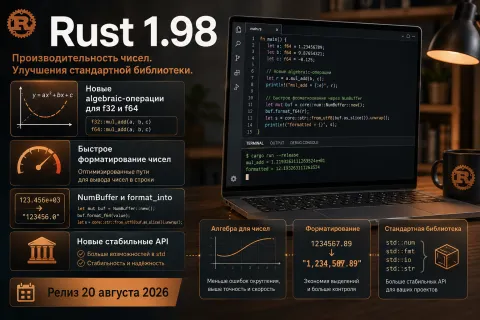 Rust 1.98 — algebraic-операции с float и быстрое форматирование целых чисел