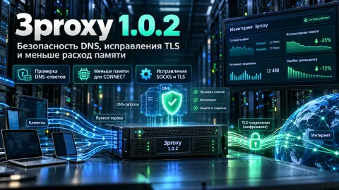 3proxy 1.0.2 закрыл ошибку проверки DNS-ответов — прокси расходует меньше памяти