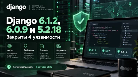 Django 6.1.2, 6.0.9 и 5.2.18 закрыли четыре уязвимости — затронуты HTTP, GeoDjango и formsets