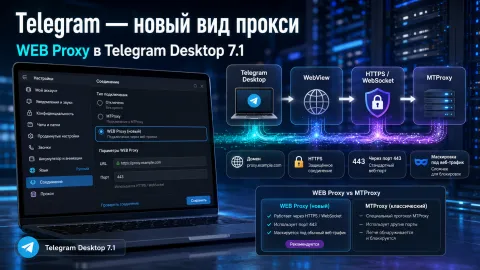 Telegram Desktop 7.1 — новый WEB-прокси маскирует соединение под обычный HTTPS-трафик