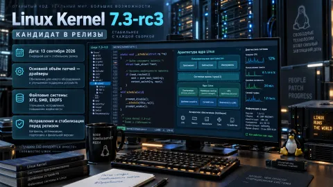 Linux Kernel 7.3-rc3 — крупный набор исправлений XFS, SMB и драйверов