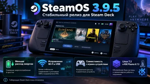 SteamOS 3.9.5 стала стабильной — меньше расход энергии Steam Deck и исправления игр