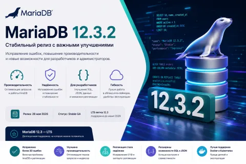 MariaDB 12.3.2 — стабильный LTS-релиз с XML, улучшенной репликацией и важными исправлениями