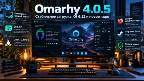 Omarchy 4.0.5 исправляет чёрный экран при загрузке и проблемы с Qt 6.12