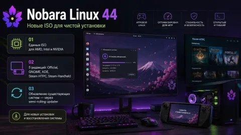 Nobara Linux 44 — единые ISO для AMD, Intel и NVIDIA опубликованы 28 августа
