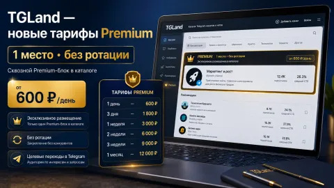 TGLand обновляет тарифы Premium — одно сквозное место без ротации