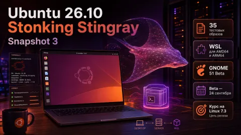Ubuntu 26.10 «Stonking Stingray» — Snapshot 3 вышел с 35 тестовыми образами и WSL-сборками