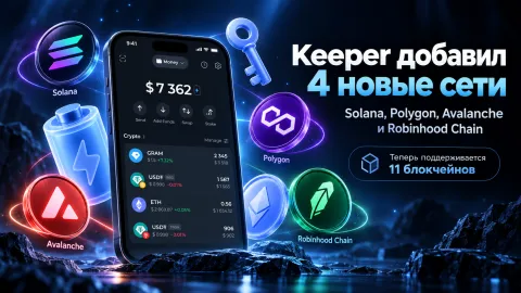 Keeper расширил поддержку до 11 блокчейнов — добавлены Solana, Polygon, Avalanche и Robinhood Chain