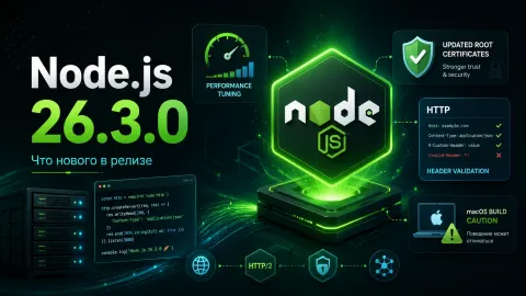 Node.js 26.3.0 вышел — обновление Current-ветки затрагивает macOS, Buffer, TLS и HTTP-заголовки