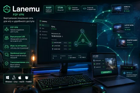Lanemu — P2P-VPN для игр и удалённого доступа без центрального сервера