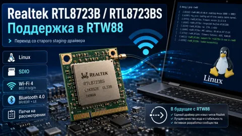 Realtek RTL8723B и RTL8723BS готовят к переходу на современный драйвер RTW88