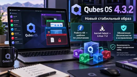 Qubes OS 4.3.2 обновляет установочный образ — Fedora 44, Linux 7.2 и накопленные исправления