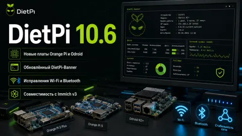 DietPi 10.6 расширил поддержку Orange Pi и Odroid и усилил системный баннер
