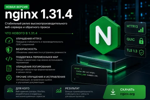 nginx 1.31.4 — PROXY Protocol v2 для stream и mail и исправления HTTP/2, HTTP/3 и gRPC