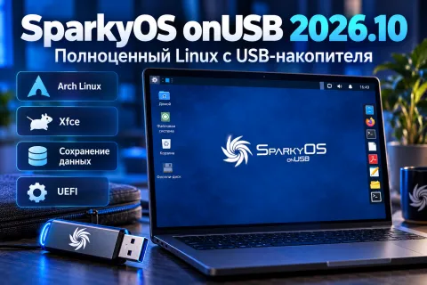 SparkyOS 2026.10 запускает полноценный Arch Linux с флешки — файлы и настройки сохраняются
