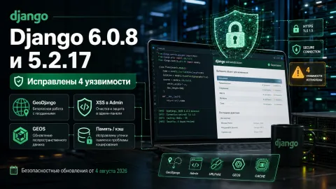Django 6.0.8 и 5.2.17 закрыли четыре уязвимости — GeoDjango мог записывать файлы и отправлять запросы