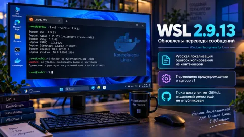 Microsoft отметила WSL 2.9.13 новым тегом — обновлены переводы ошибок контейнеров