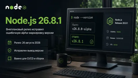 Node.js 26.8.1 — исправлена ошибочная alpha-маркировка версии