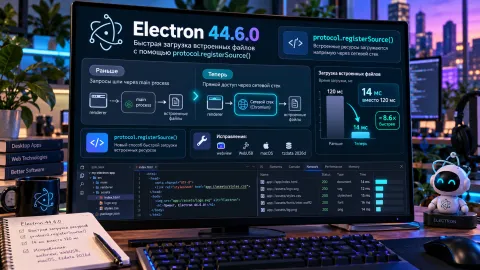 Electron 44.6.0 ускоряет загрузку встроенных файлов через protocol.registerSource