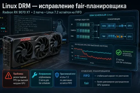 Linux DRM — два патча исправляют fair-планировщик после регрессии Radeon RX 9070 XT