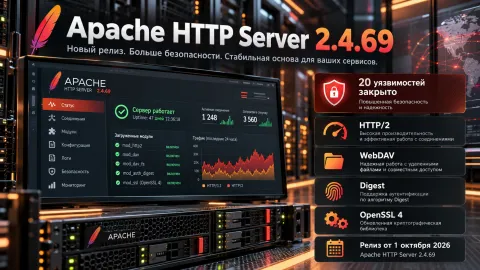 Apache HTTP Server 2.4.69 закрывает 20 уязвимостей — затронуты HTTP/2, WebDAV, Digest и Windows