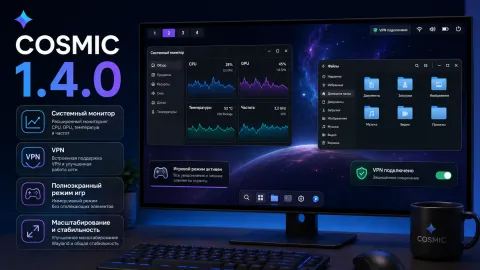 COSMIC Epoch 1.4.0 — системный монитор получил управление приложениями и расширенные графики