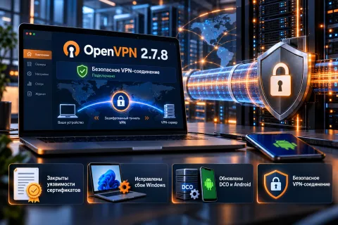 OpenVPN 2.7.8 закрывает подмену пользователей через сертификаты и опасные сбои Windows