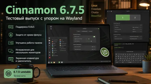Cinnamon 6.7.5 — Fcitx5 в Wayland, защита фокуса и доработка панелей