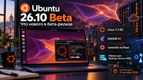 Ubuntu 26.10 Beta вышла — Linux 7.3 RC, GNOME 51 и полный переход coreutils на Rust
