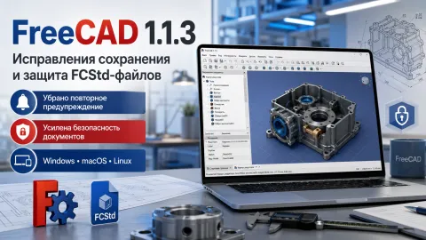 FreeCAD 1.1.3 — исправление повторных предупреждений и защита FCStd-файлов