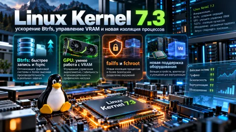 Вышел Linux Kernel 7.3 — ускорение Btrfs, управление видеопамятью и новая изоляция процессов