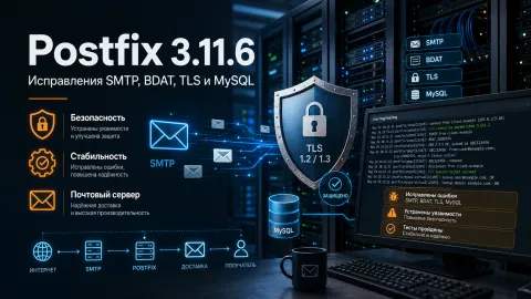 Postfix 3.11.6 — обход SMTP-политик, сбои BDAT и ошибки из старого кода получили исправления