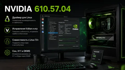 NVIDIA 610.57.04 устраняет чёрные экраны и сбои в Linux-играх