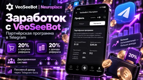 Партнёрская программа VeoSeeBot — 20% с покупок и дохода рефералов