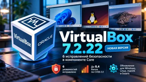 VirtualBox 7.2.22 — шесть исправлений безопасности с оценкой рисков до 8,4 балла