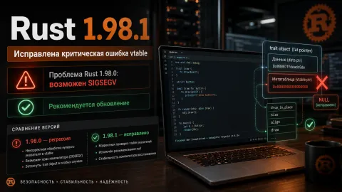 Rust 1.98.1 — исправлена критическая ошибка генерации vtable в rustc