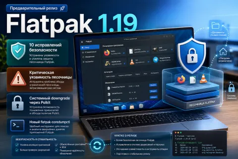 Flatpak 1.19 вышел с десятью исправлениями безопасности и новым контролем системных откатов