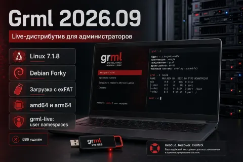 Grml 2026.09 — Linux 7.1.8, Debian Forky и новая архитектура grml-live