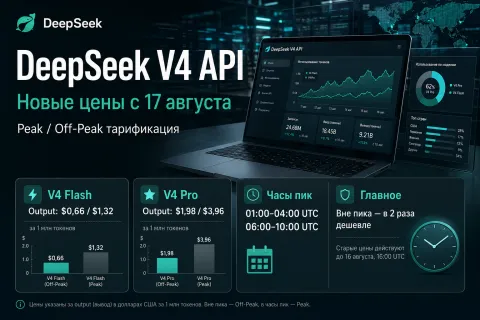 DeepSeek V4 API — новые цены и peak/off-peak тарификация с 17 августа