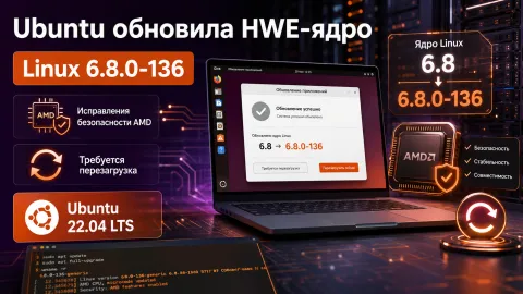 Ubuntu 22.04 получила HWE-ядро Linux 6.8.0-136 — закрыты уязвимости AMD