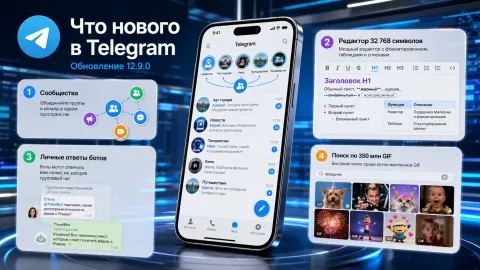 Telegram объединяет группы и каналы в сообщества — главное в обновлении 12.9.0