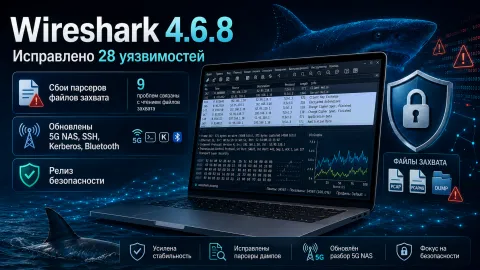 Wireshark 4.6.8 устранил 28 уязвимостей — девять затрагивали парсеры файлов захвата