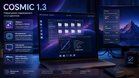 COSMIC 1.3 — матовое стекло и исправления для графики, панелей и терминала