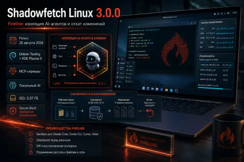 Shadowfetch Linux 3.0.0 — Fireline изолирует AI-агентов и позволяет откатывать их изменения