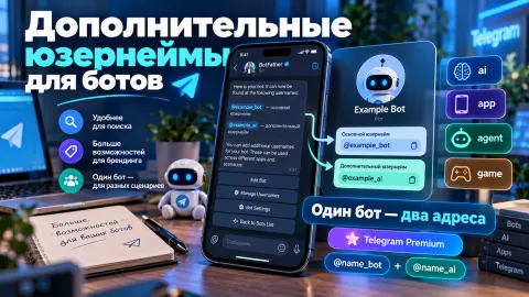Telegram-ботам добавили второй юзернейм — появились адреса с окончаниями ai, app и agent
