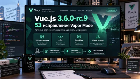 Vue.js 3.6.0-rc.9 исправил 53 ошибки Vapor Mode на этапе подготовки версии 3.6