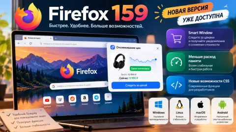 Firefox 159 получил отслеживание цен на сайтах — вместе с исправлениями расхода памяти