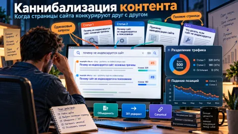 Каннибализация контента на сайте — как найти конкурирующие страницы и устранить пересечения